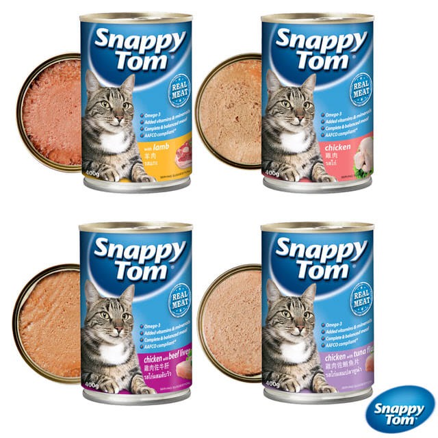 Pate cho mèo lớn Snappy Tom lon 400g, thức ăn tăng cân cho mèo trưởn thành Con Mèo Xiêm Shop
