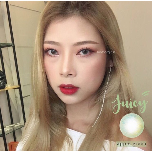 Kính áp tròng xanh táo Juicy apple green chính hãng Lenstown | Hạn sử dụng 3 tháng