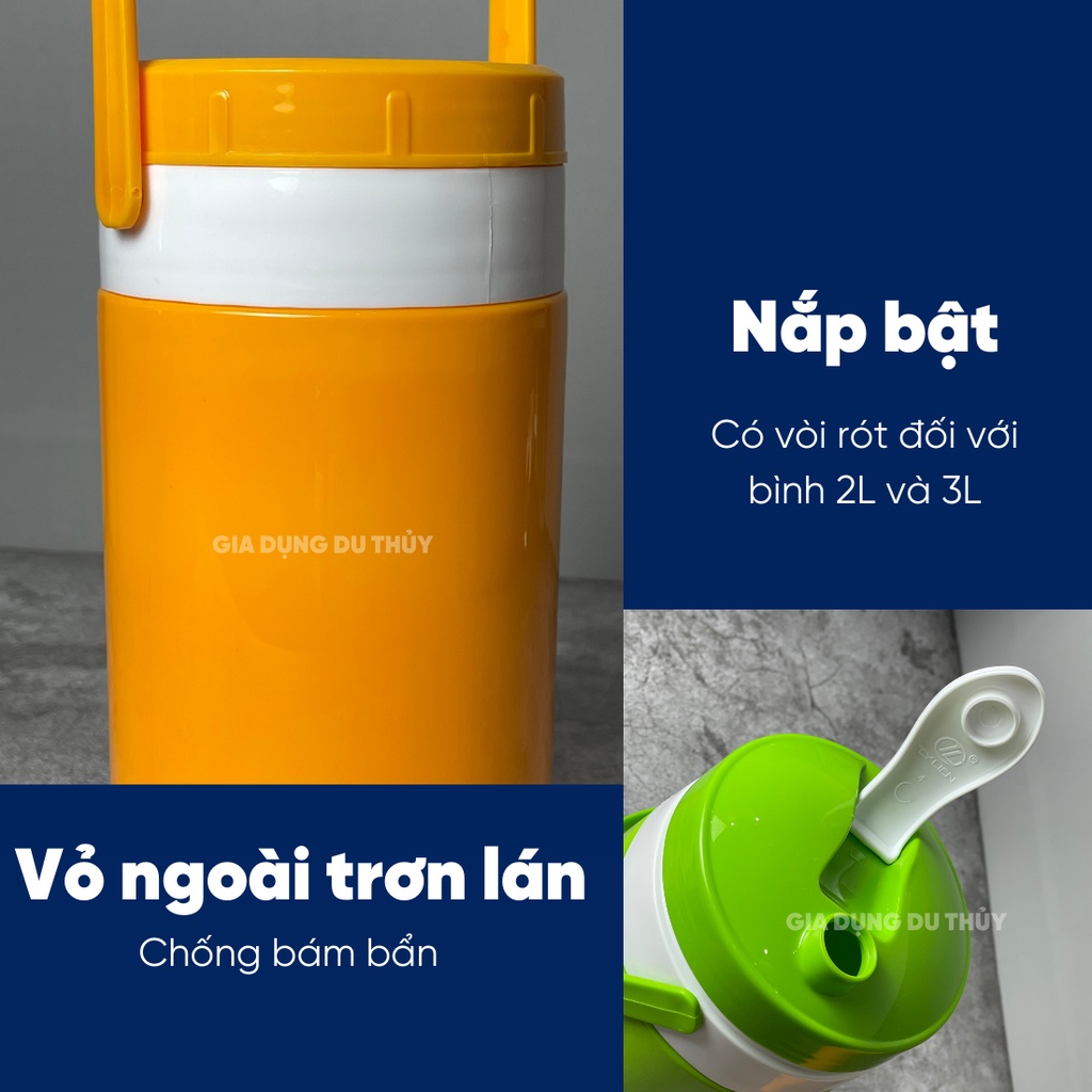 Bình nước đá có quai xách giữ lạnh 8h dung tích 1L, 1.5L, 2L, 3L thương hiệu Tý Liên của gia dụng Du Thủy