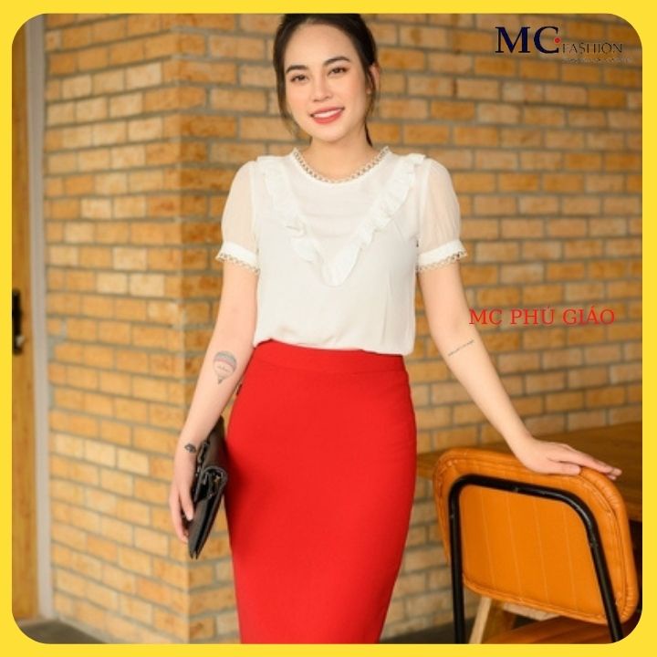 Áo Sơ Mi Nữ Kiểu Đẹp Cao Cấp Công Sở Mc Fashion Màu Trắng Đen Lụa Mịn Mềm Không Nhăn Không Xù TA1000