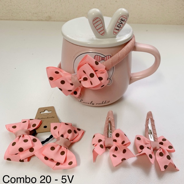 Combo Bờm + Nơ + Kẹp tóc vô cùng đáng yêu (hàng handmade) dành cho bé gái 💖💖💖