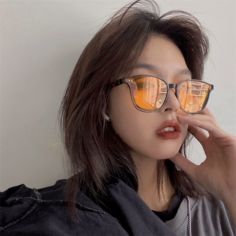 Kính Mát Phong Cách Jennie Retro Màu Vàng Cam Thời Thượng Cho Nam