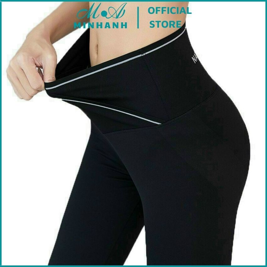 Quần legging cạp cao ghen bụng nâng mông-quần dài legging lưng thun cách điệu vải - Minhanh.official.store