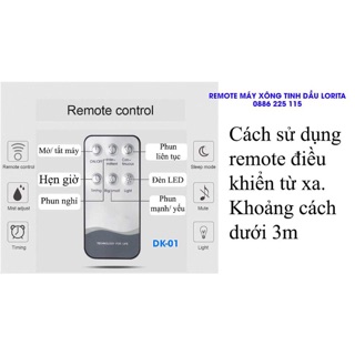 REMOTE ĐIỀU KHIỂN MÁY XÔNG TINH DẦU LORITA – DK01