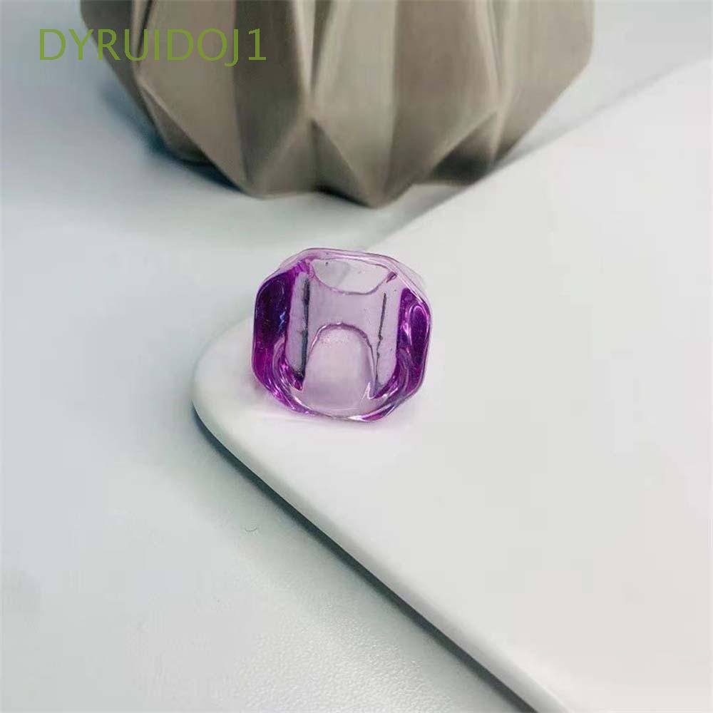 Nhẫn Nhựa Resin Trong Suốt Hình Lục Giác Nhiều Màu Sáng Tạo Phong Cách Hàn Quốc Thời Trang Mùa Hè Cho Nữ
