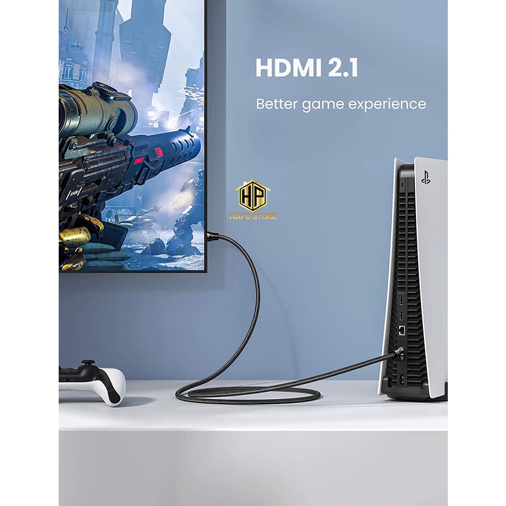 [Mã ELHACE giảm 4% đơn 300K] Cáp HDMI 2.1 Ugreen dài 1m - 2m - Dây HDMI 8K/60Hz cao cấp - Hapustore