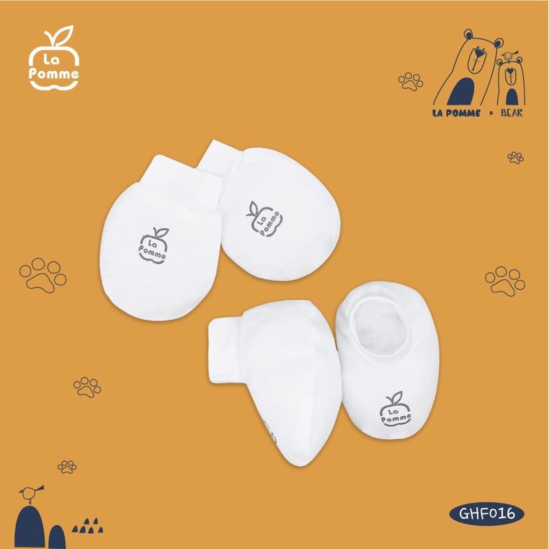Phụ kiện sơ sinh La pomme yếm sơ sinh, mũ sơ sinh, bao tay bao chân sơ sinh mẫu Hero