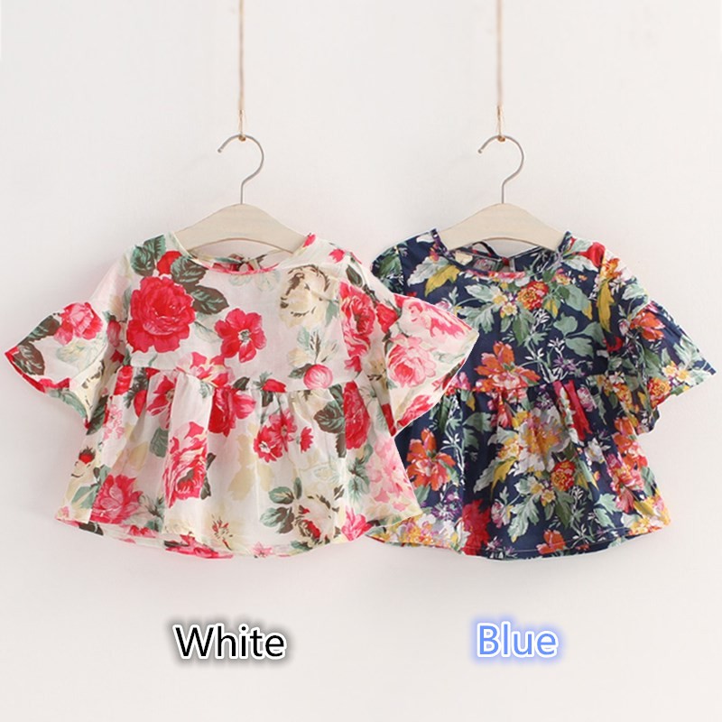 Áo cotton in hoa cho cho bé gái sơ sinh