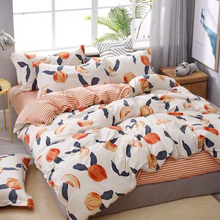 Full Set Bộ Drap giường Cotton Chần Bông Trái Đào Cam m2x2m - m8x2m