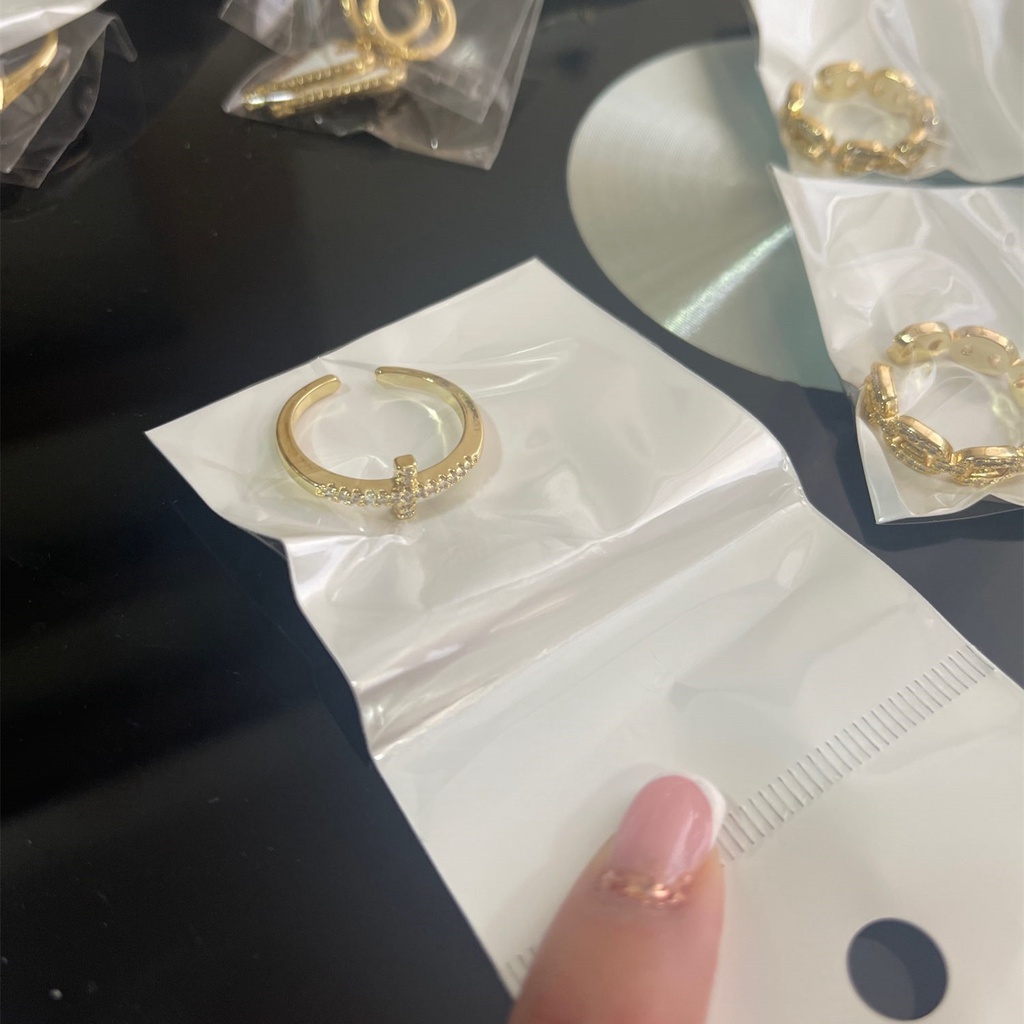 Nhẫn Đồng Đính Đá Zircon Màu Cầu Vồng Phong Cách Bohemian
