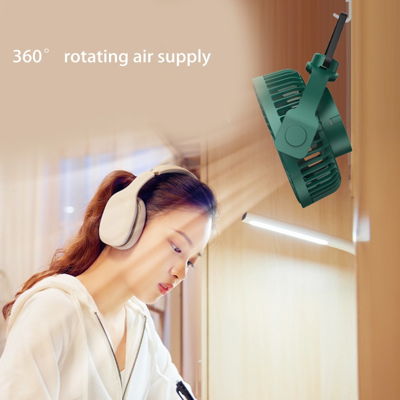 Quạt Sạc USB 1200mAh 7.3in Có Móc Treo Tiện Dụng