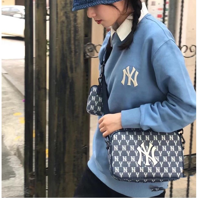 Túi hộp vuông MLB chính hãng HÀN đeo chéo thắt lưng thêu ren mới đầy đủ tiêu chuẩn NY, Túi đeo ngực cho nam và nữ