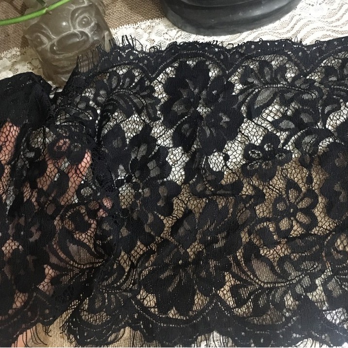 Ren Viền đen bản 25cm Ren may nội y, r.en may váy đầm thời trang, đồ lót, trang trí