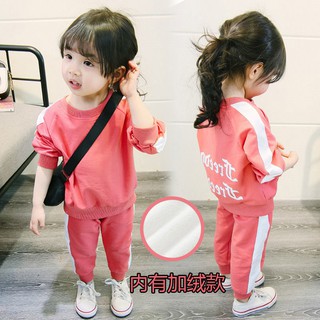 Bộ áo thun tay dài + quần ống dài thời trang thu đông phong cách Hàn Quốc cho bé gái 0-5 tuổi