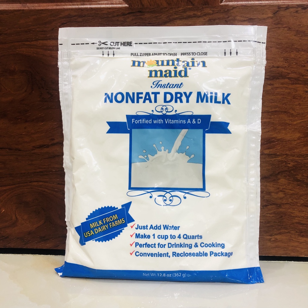 [HÀNG MỸ - DATE 1/2023] Sữa bột cho người ăn kiêng, tiểu đường Mountain Maid Instant Nonfat Dry Milk Powder 362G