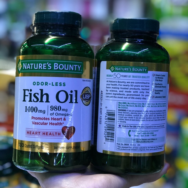 Viên uống dầu cá Nature’s Bounty Fish Oil 1400mg hộp 130 viên của Mỹ