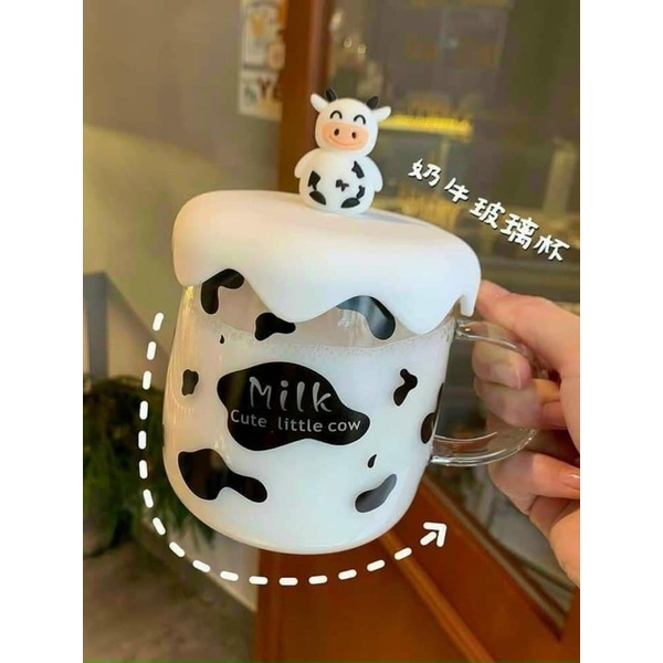 Cốc Bò Sữa Thủy Tinh Siêu Dễ Thương Dung Tích 450ml