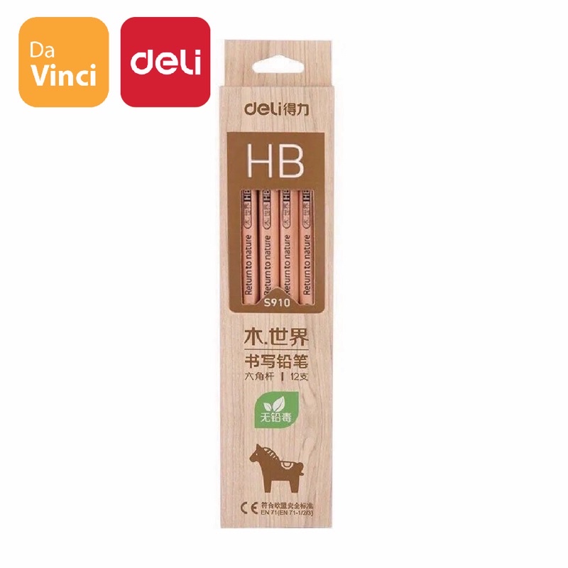 [ DaVinci ] Bút chì lục giác Deli - loại HB/2B-12 chiếc/hộp