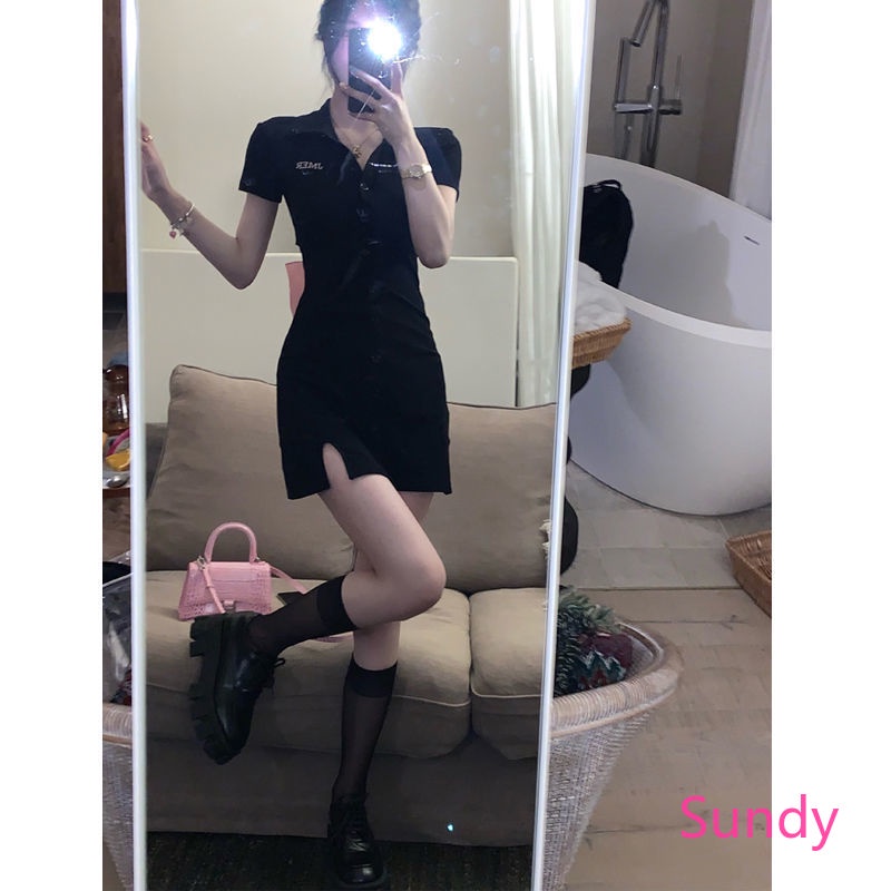 Đầm Cổ Polo Hở Lưng Đính Nơ Thời Trang Mùa Hè Cho Nữ