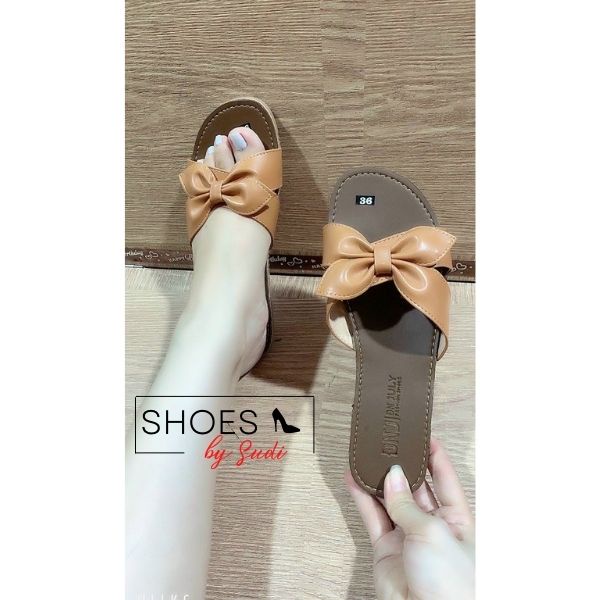 Lê nữ quai nơ chéo đủ màu đơn giản thời trang cho nữ mỏng nhẹ dép đi trong nhà , du lịch SUDI - SD025_AJA