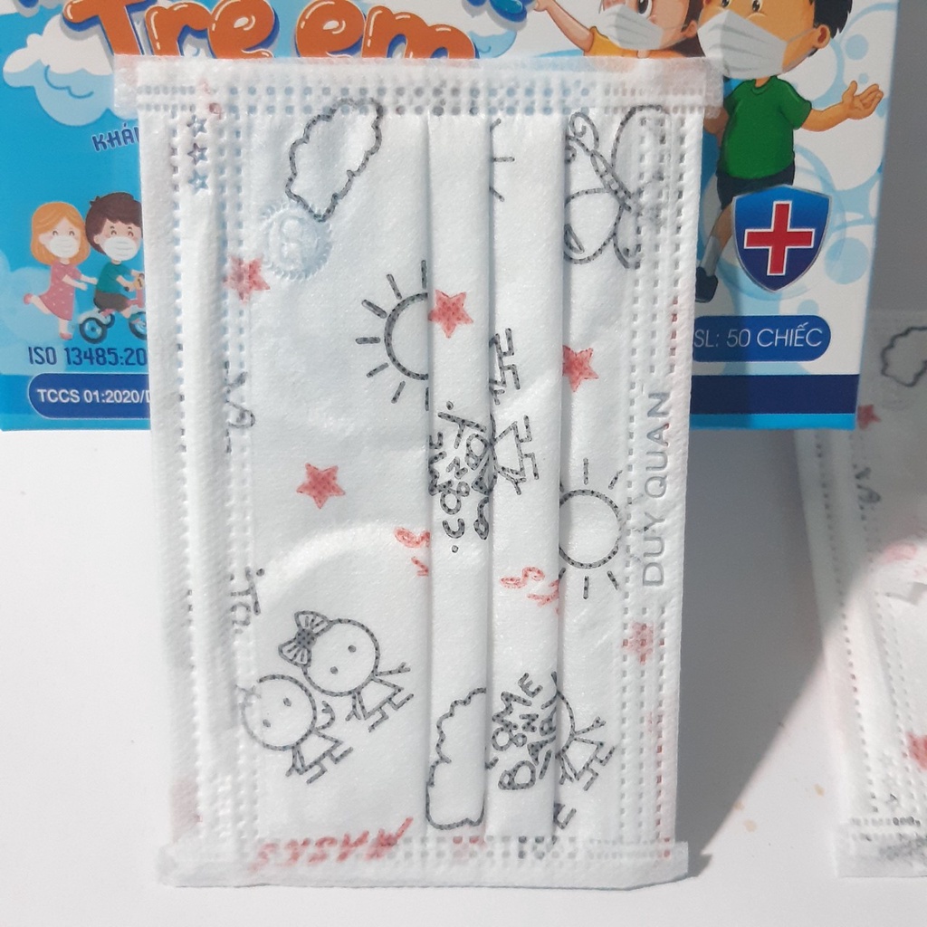 [Sale 3 Ngày] Khẩu Trang Y tế Cho Bé 2,5-10 Tuổi Mask Duy Quân Xuân Lai Nhiều Họa Tiết Quai Bền Chắc Chắn Hộp 50 Cái | BigBuy360 - bigbuy360.vn