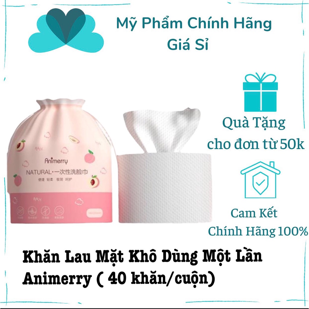 Khăn Lau Mặt Khô Dùng Một Lần Animerry ( 40 khăn/cuộn)