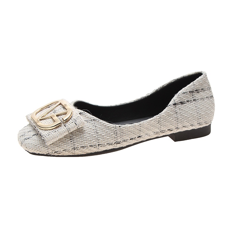 Giày búp bê IELGY mũi vuông đế bằng phong cách cổ điển thời trang cho nữ