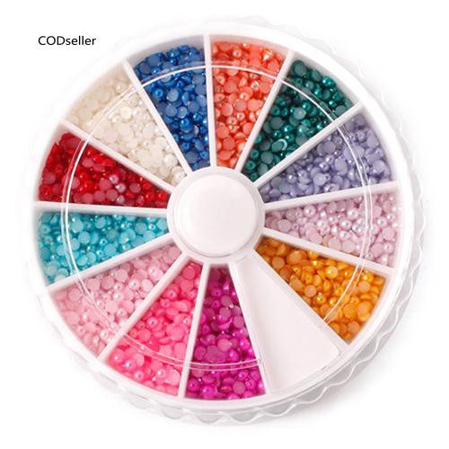 Set 500 hạt ngọc trai giả hình bán cầu nhiều màu sắc dùng trang trí móng nghệ thuật