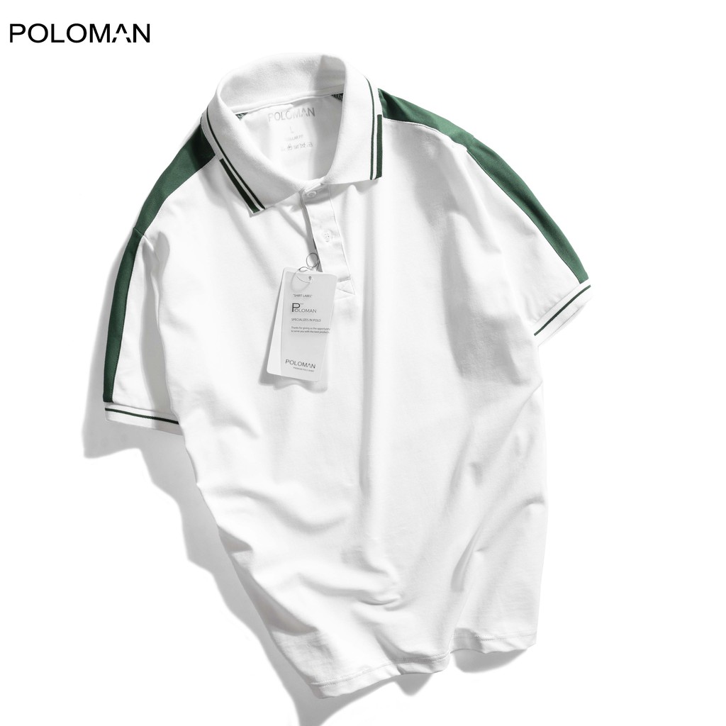Áo Polo nam cổ bẻ phối Unkey vải cá sấu Cotton xuất xịn,chuẩn form.sang trọng-lịch lãm màu Trắng P23 - POLOMAN | BigBuy360 - bigbuy360.vn
