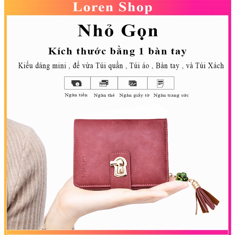 Ví nữ cầm tay ngắn , Ví nữ mini nhỏ gọn đẹp thời trang nhiều ngăn đựng thẻ, giấy tờ an toàn giá rẻ siêu tiện lợi VN63