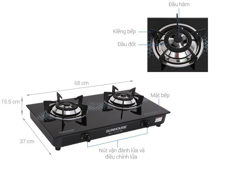 Bếp gas Sunhouse SHB3819MT TẶNG VAN + DÂY DẪN GAS MỚI 98-99% BẢO HÀNH CHÍNH HÃNG 2 NAM