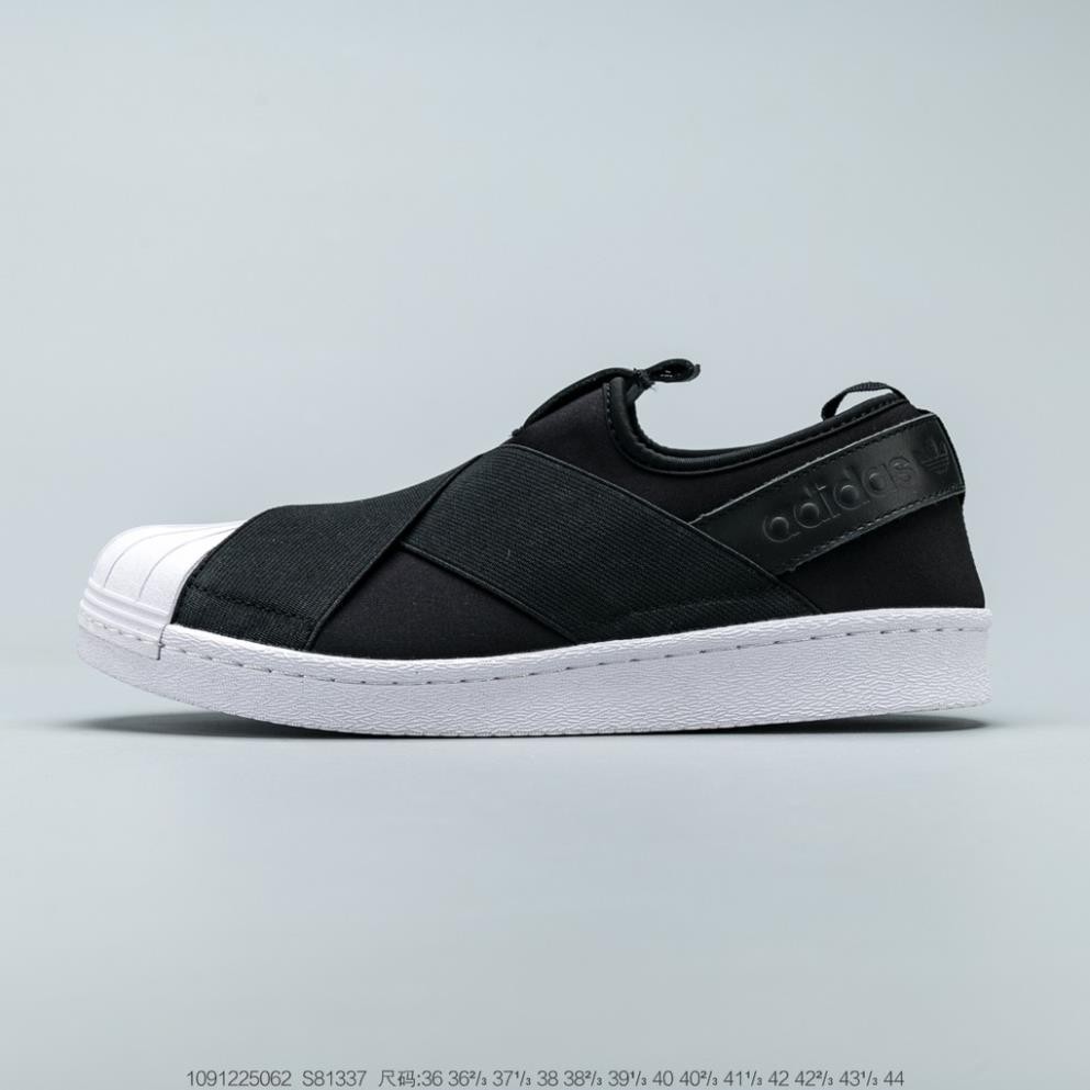 HOT [Chính Hãng] Giày Adidas Superstar Slip-On Shell Head One Đạp Đen Samurai Casual Sneakers S81337 . 2020 new HOT