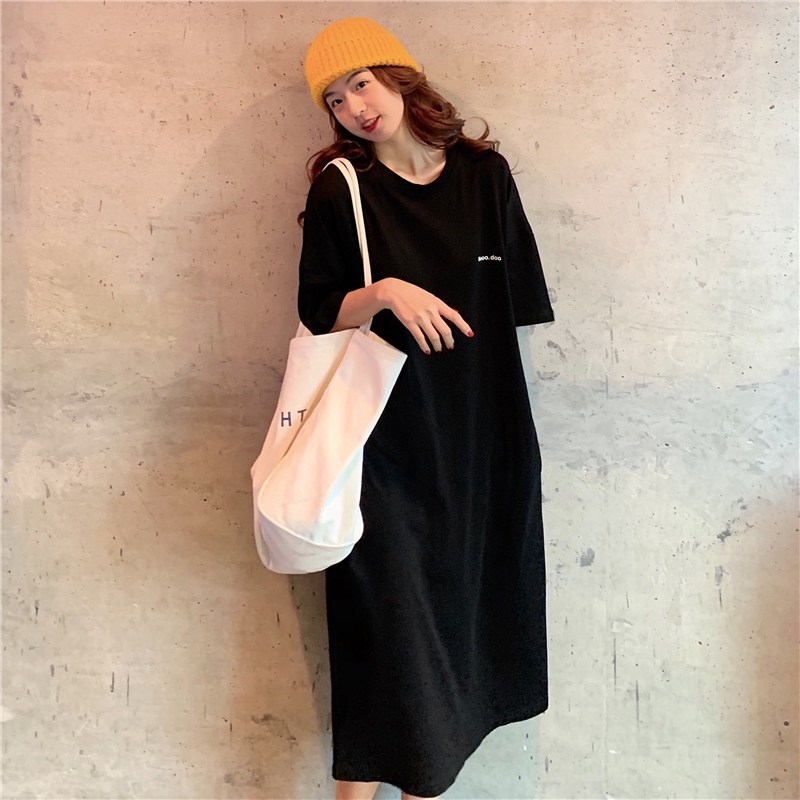 SUXI Đầm Nữ Ngắn Tay Kiểu Hàn Quốc