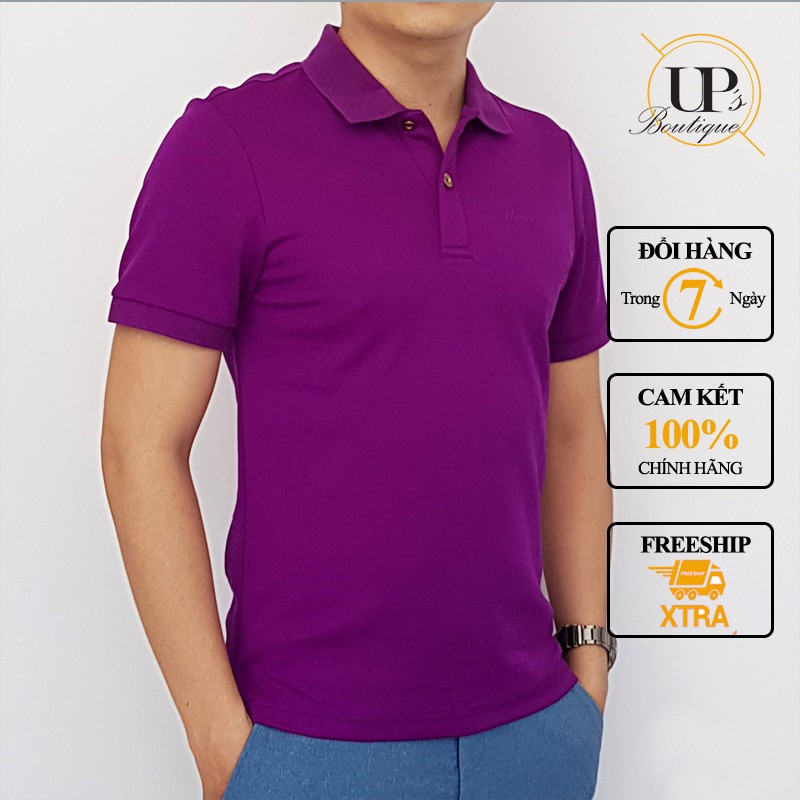 - Áo thun nam POLO trơn vải cá sấu cotton cao cấp ngắn tay màu tím huế