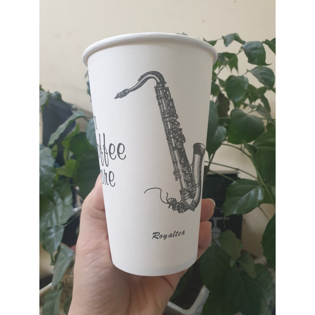 50 cái cốc giấy in ROYALTEA dung tích 500ml
