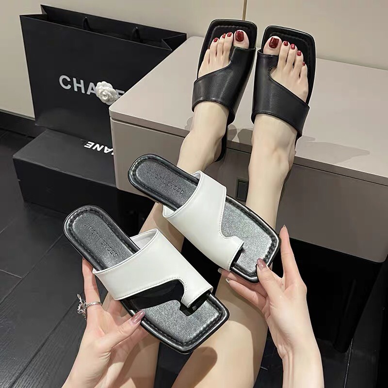 Free ship Dép nữ xỏ ngón hàn quốc, dép quai ngang 2 màu da mềm cực êm 104