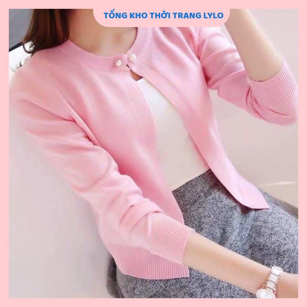 Áo khoác len nữ cúc ngọc, áo khoác cardigan nữ cúc ngọc thời trang