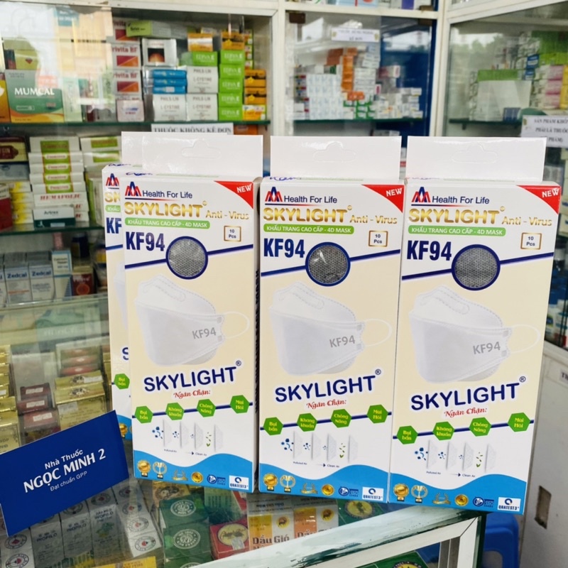 ✅ [Chính Hãng] KHẨU TRANG KHÁNG KHUẨN KF94 màu Xám ( LANDMASK 4D ) SKYLIGHT MÀU XÁM / HỘP 10 CÁI