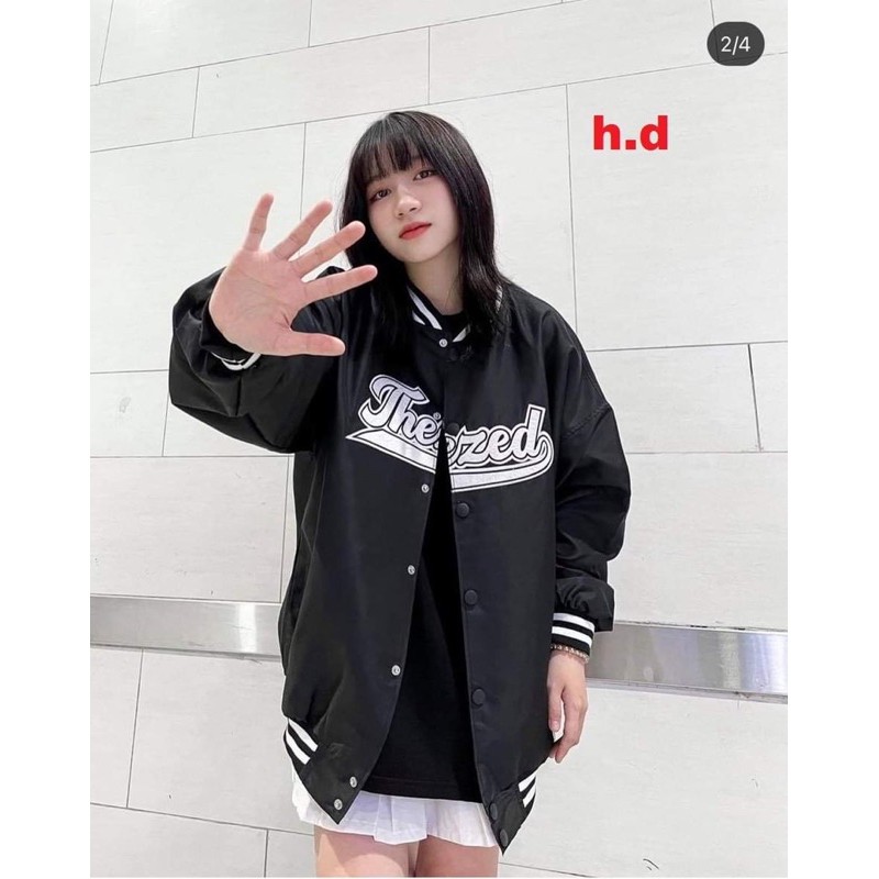 ( Góc Rẻ Vô Địch) Áo Bomber gió THE ZED in ngực  Áo khoác jacket form thụng nam nữ unisex Style Hàn Quốc