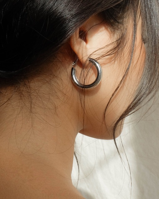 Bông tai Hàn quốc✨Hoop earrings vintage Âu Mỹ, khuyên tròn basic mạ vàng bản 2,5cm