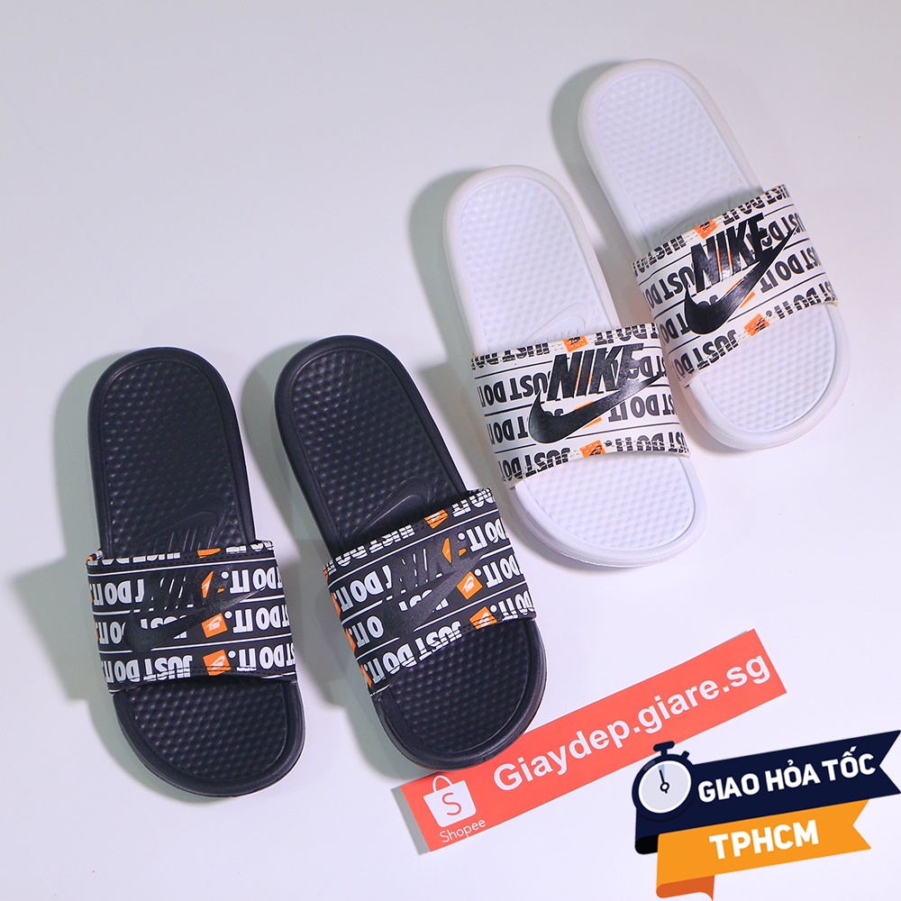 Dép nike benassi nam nữ quai ngang , phối màu trắng đen, logo JDI sắc nét