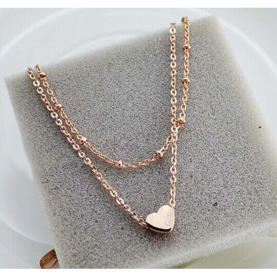 Lắc chân dây kép trái tim nhỏ LAC05