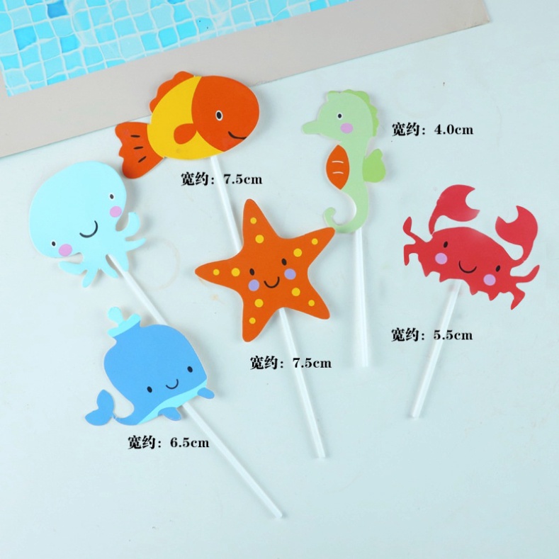 đồ trang trí bánh sinh nhật [FREESHIP❤️] sét cắm chủ đề biển tiên cá