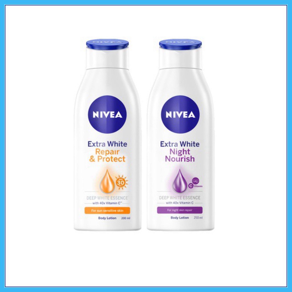 Bộ đôi NIVEA Sữa dưỡng thể dưỡng trắng ban ngày (200ml) ban đêm (250ml)