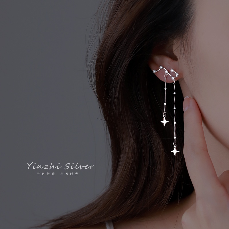 Bông Tai Bạc 925 Dáng Dài Đính Tua Rua Cao Cấp Thời Trang Mùa Hè Phong Cách Hàn Quốc Dành Cho Nữ 2022