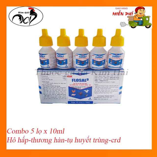 Flosal d-combo 5 lọ x 10ml-hô hấp,thương hàn,tụ huyết trùng,crd,...cho gà tơ,gà đá.