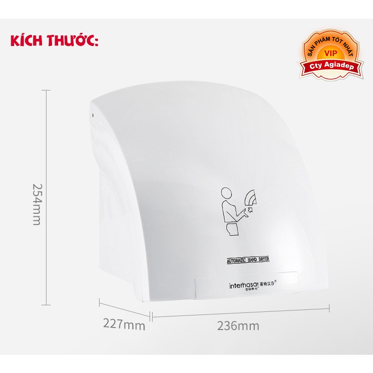 Máy thổi khí sấy tay nhà vệ sinh công cộng, phòng tắm khách sạn Interhasa
