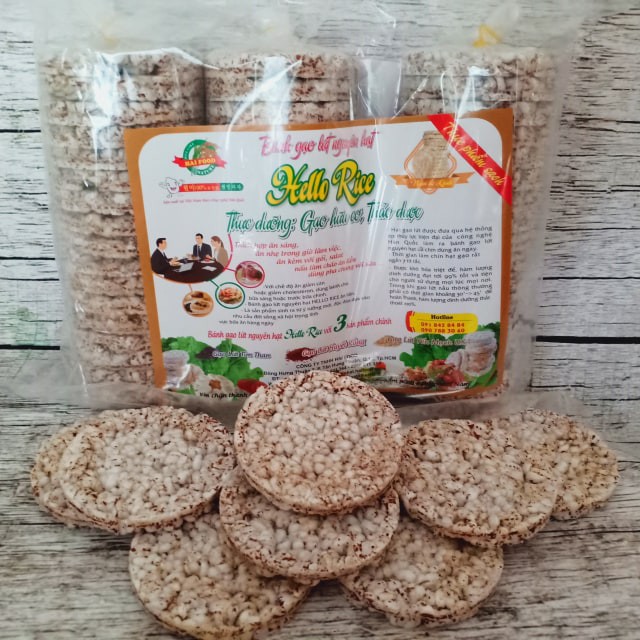 Bánh không đường cho người ăn kiêng - Bánh gạo lứt Hellorice 500g - hữu cơ thảo dược bổ sung chất xơ và khoáng chất | BigBuy360 - bigbuy360.vn