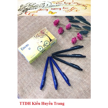 Bút bi thân nhung Eras E173, đầu ngòi 0.5mm, viết trơn đều mực, tay cầm êm-Xanh/Đen-nguyên hộp