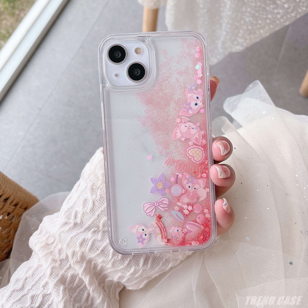 Ốp Điện Thoại TPU + PC Họa Tiết Hoạt Hình Phối Kim Tuyến Nước Cho iPhone 13 12 11 Pro MAX XS MAX XR X 7 8 plus